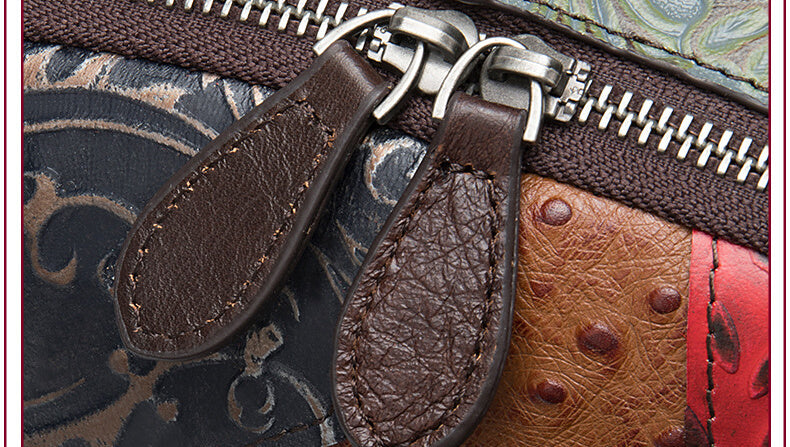 City Rucksack Damen Patchwork Vintage Leder bunt Freizeitrucksack