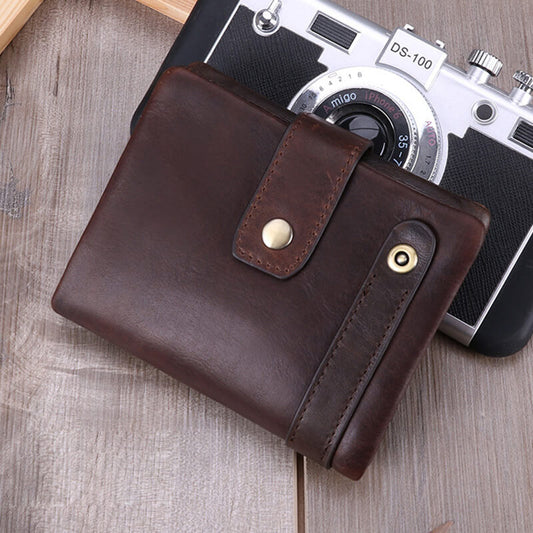 kleine Geldbörse Herren Leder Vintage Portemonnaie Männer Brieftasche
