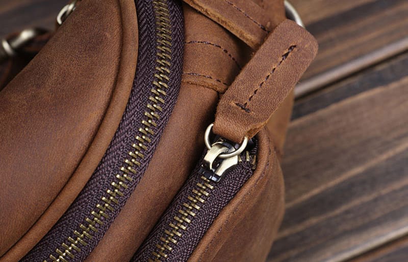 Brusttasche Herren Bauchtasche Hüfttasche Vintage Crazy Horse Leder Hip Bag