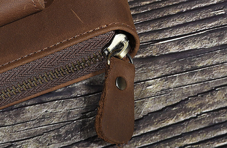 Geldbörse Herren Leder mit Münzfach Portemonnaie lang Männer Vintage Clutch