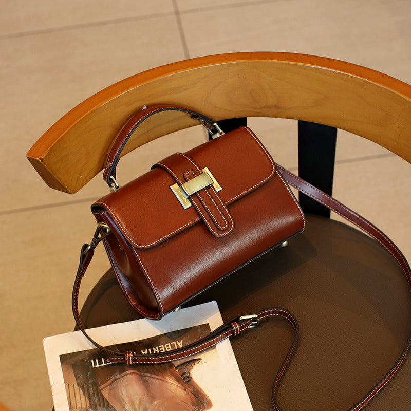 Umhängetasche Damen Leder mit breitem Gurt kleine Handtasche