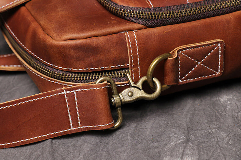 Vintage Leder Umhängetasche Herren Businesstasche mit Laptopfach Aktentasche