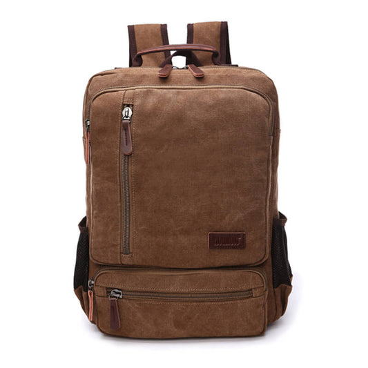 Vintage Rucksack Herren Teenager aus Canvas für Uni und Reisen mit Reißverschluss