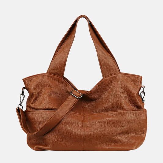 Vintage Umhängetasche Damen Leder groß mit Henkel Retro Handtasche