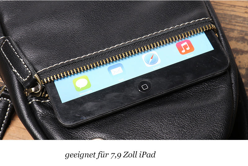 schwarze Leder Brusttasche Herren Umhängetasche Männer Brustbeutel