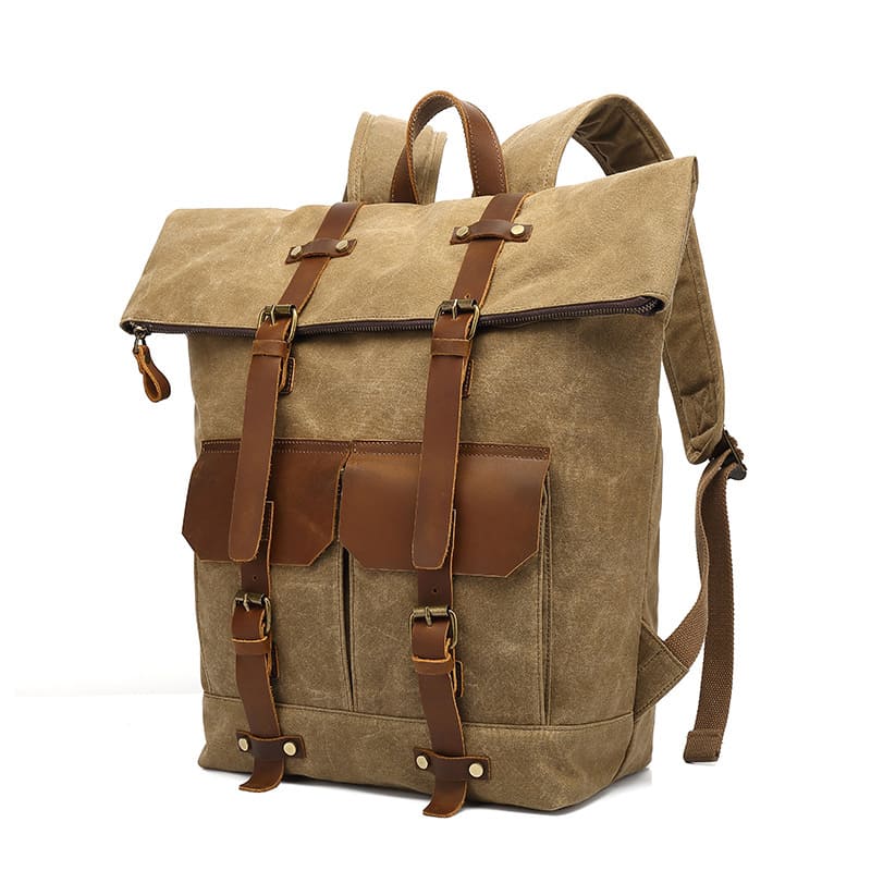 Canvas Rucksack Herren Reiserucksack Rolltop Backpack mit Laptopfach –  Genautaschen