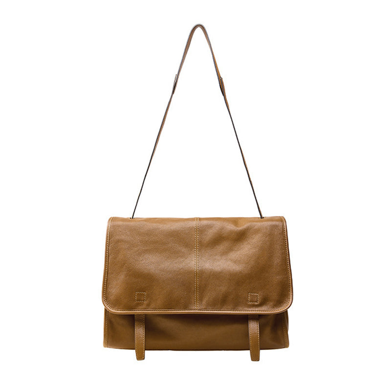Damen Schultertasche weiches Leder für Alltag in 4 Farben schlicht