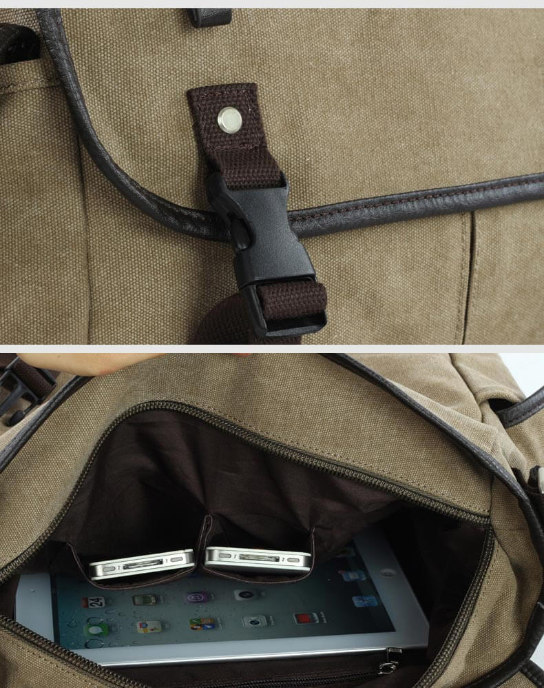 günstige Umhängetasche Herren Segeltuch Canvas Tasche schwarz khaki für Freizeit