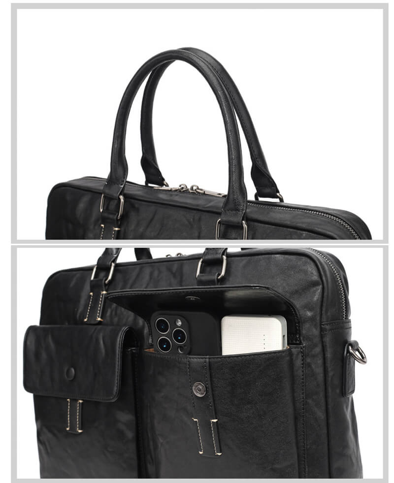 Herren Businesstasche Leder Aktentasche mit Laptopfach