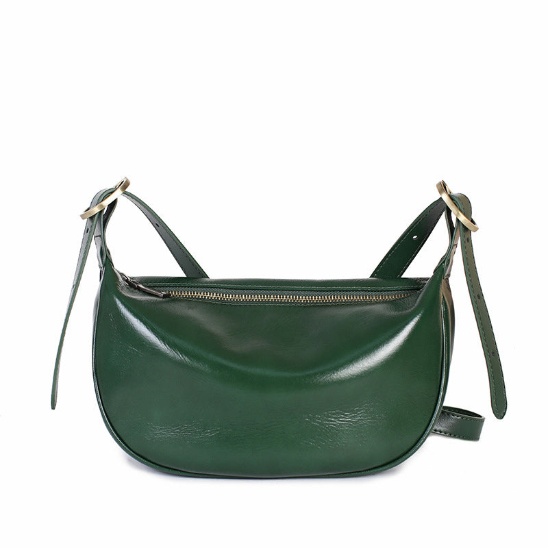 kleine Umhängetasche Damen Leder schlichte Schultertasche Reißverschluss