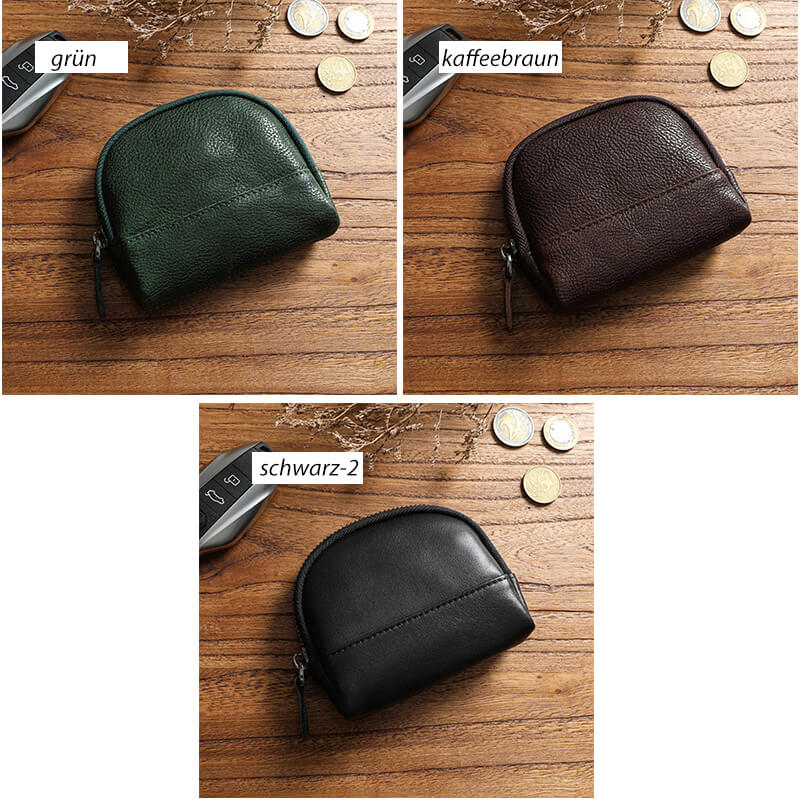 kleine Münztasche Münzbeutel Herren Damen Minibörse Leder mit Reißverschluss