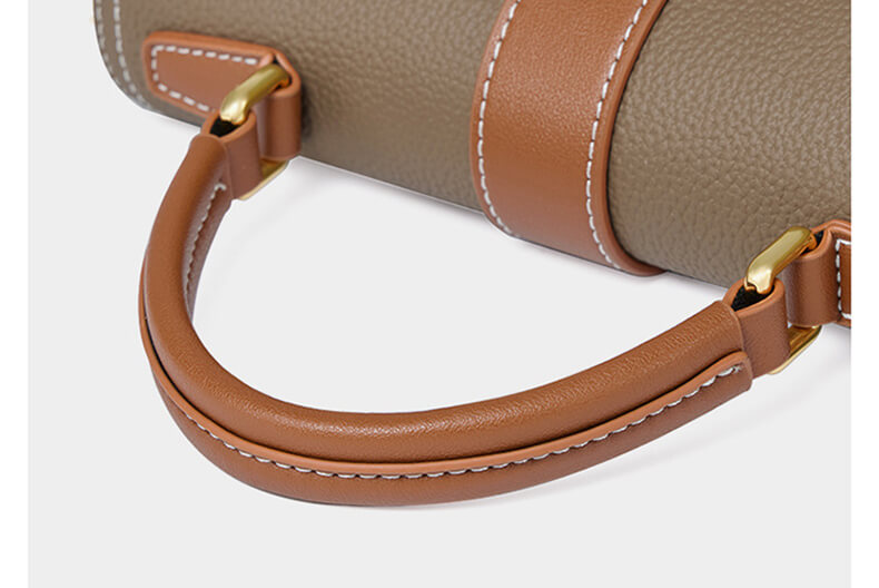 kleine Umhängetasche Damen Leder mit Griff Handtasche mit 2 Schulterriemen