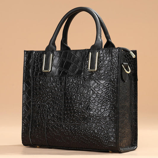 handtasche kroko optik schwarz