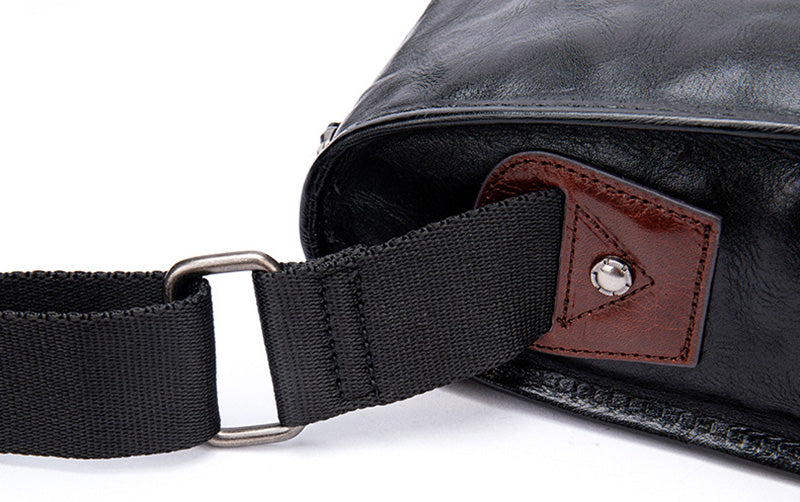 schwarze Umhängetasche Herren weiches Leder für Arbeit