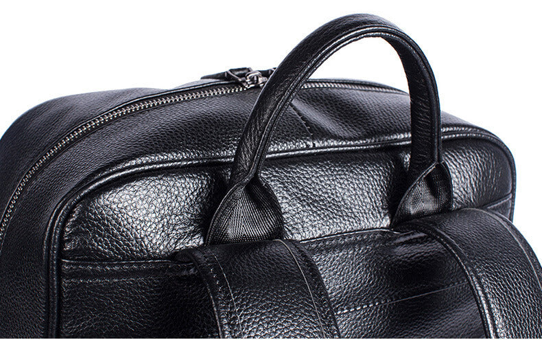 schwarzer Business Rucksack Leder Herren große Laptoptasche Businessrucksack