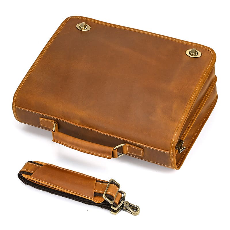 Vintage Aktentasche Herren Crazy Horse Leder Umhängetasche Männer Handtasche Businesstasche
