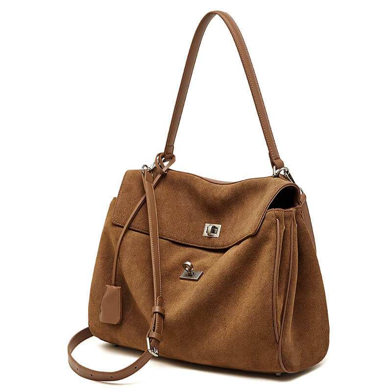 umhängetasche veloursleder braun