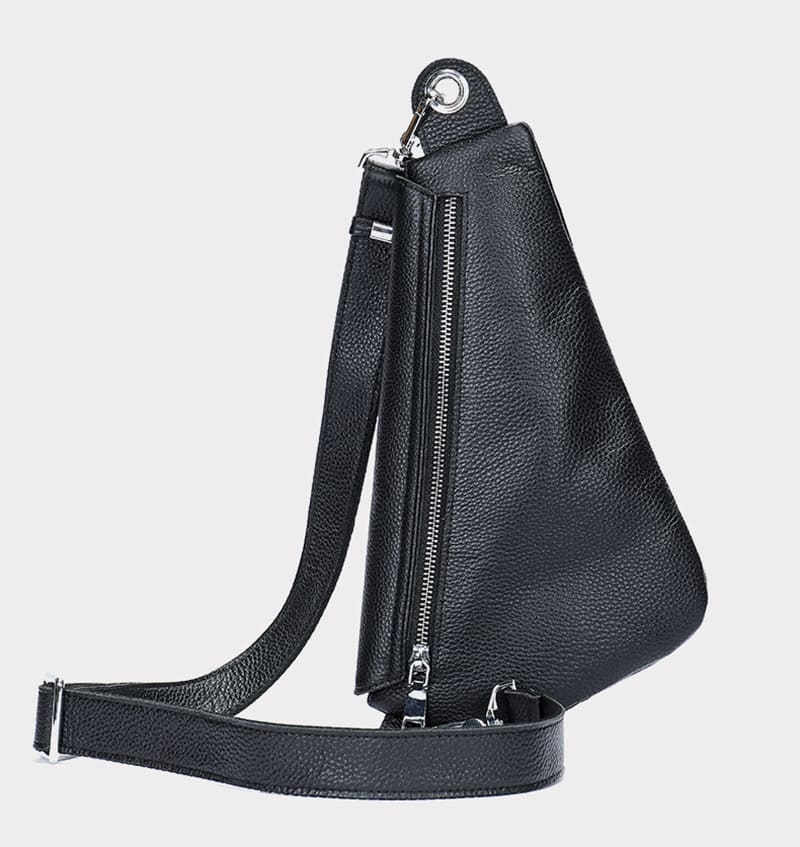 brusttasche damen schwarz leder