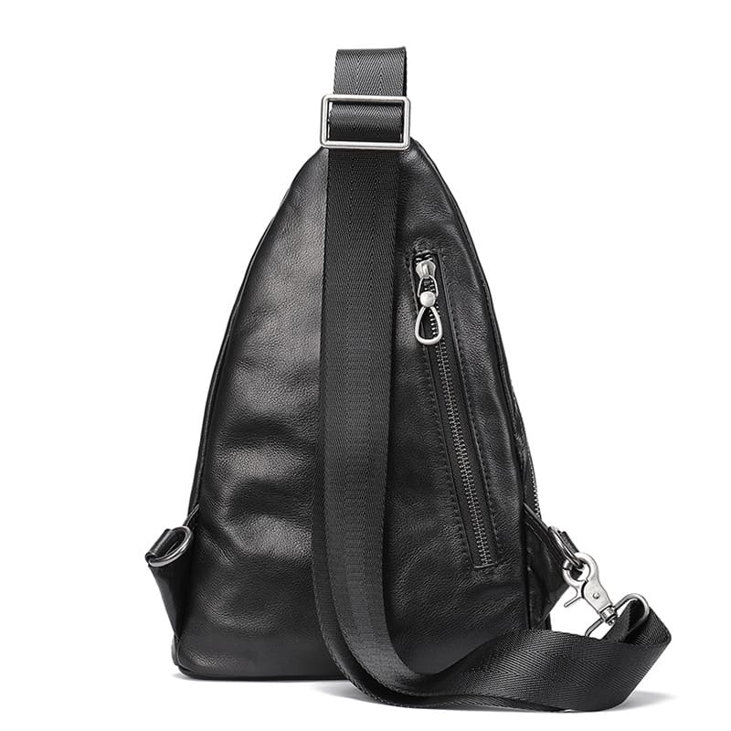 Brusttasche Herren Leder schwarz Brustbeutel Umhängetasche