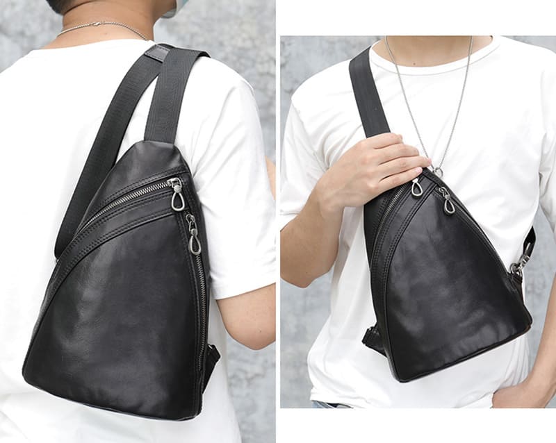 brusttasche herren leder schwarz
