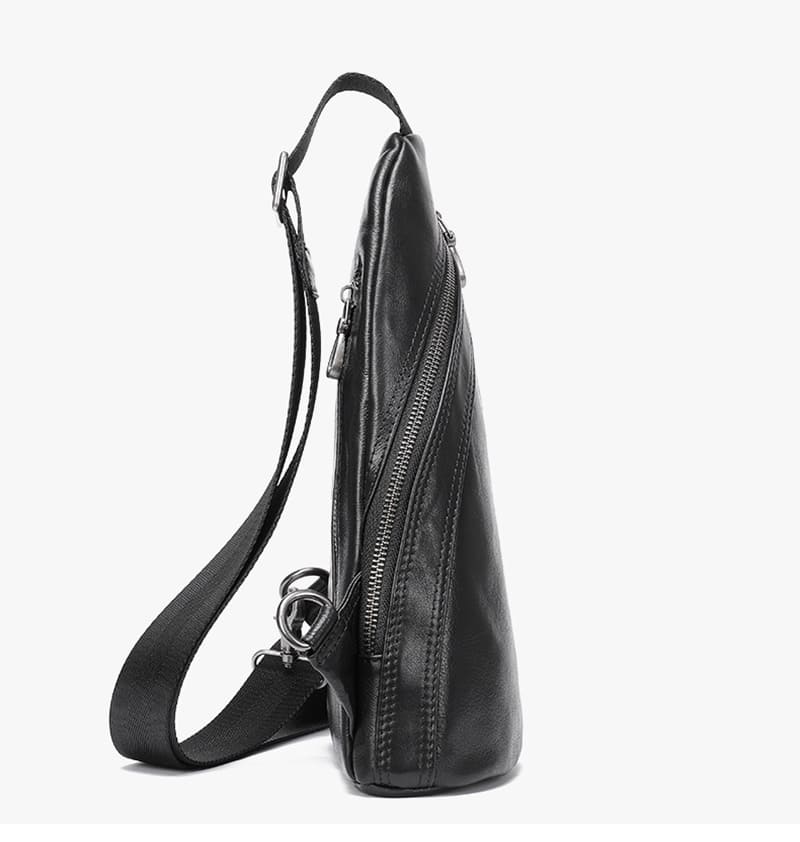 Brusttasche Herren Leder schwarz Brustbeutel Umhängetasche