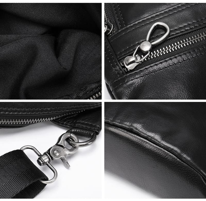 Brusttasche Herren Leder schwarz Brustbeutel Umhängetasche