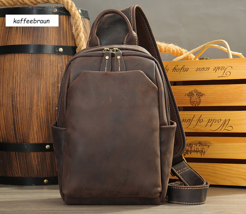 brusttasche herren leder braun