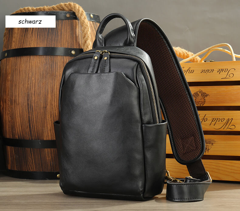 brusttasche herren leder schwarz