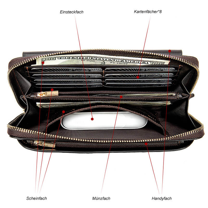 Business Clutch Herren Leder Unterarmtasche Handgelenktasche Handtasche in 3 Farben