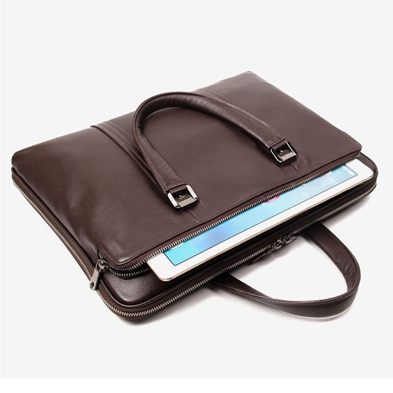 Businesstasche Herren Leder Umhängetasche Aktentasche mit Reißverschluss