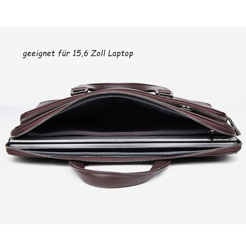 Businesstasche Herren Leder Umhängetasche Aktentasche mit Reißverschluss