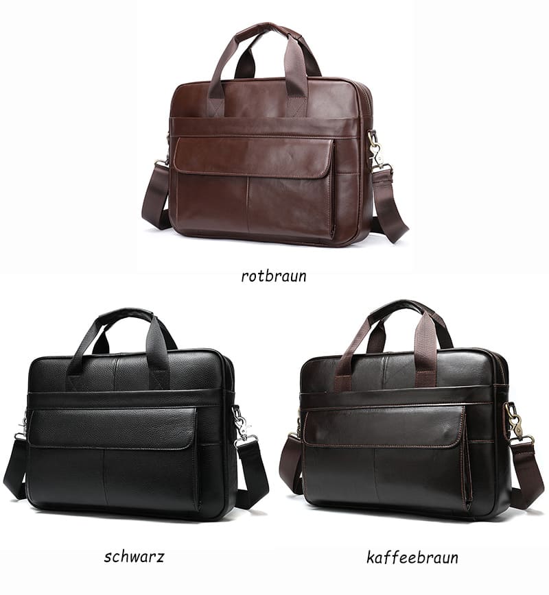 Businesstasche Leder Herren Aktentasche mit Laptopfach Handtasche