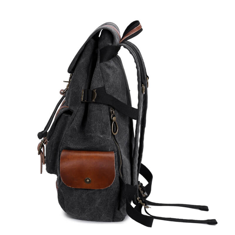 Canvas Rucksack Kordelzug Backpack Herren Segeltuch Laptoptasche für Schule