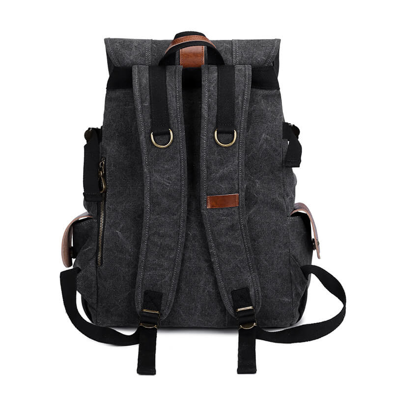 Canvas Rucksack Kordelzug Backpack Herren Segeltuch Laptoptasche für Schule