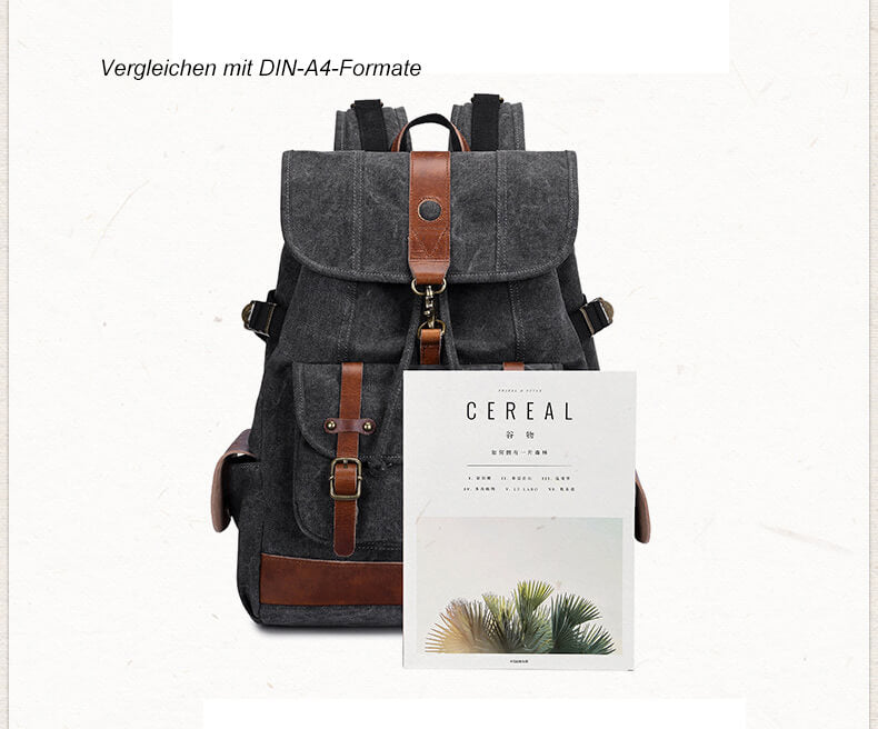 Canvas Rucksack Kordelzug Backpack Herren Segeltuch Laptoptasche für Schule