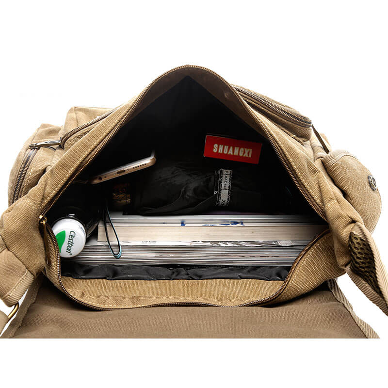 Canvas Umhängetasche Herren Segeltuchtasche Vintage mit vielen Fächern