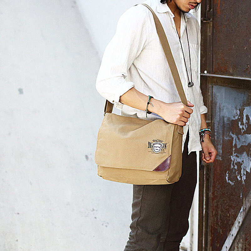 Canvas Umhängetasche für Herren Querformat Schultertasche Männer