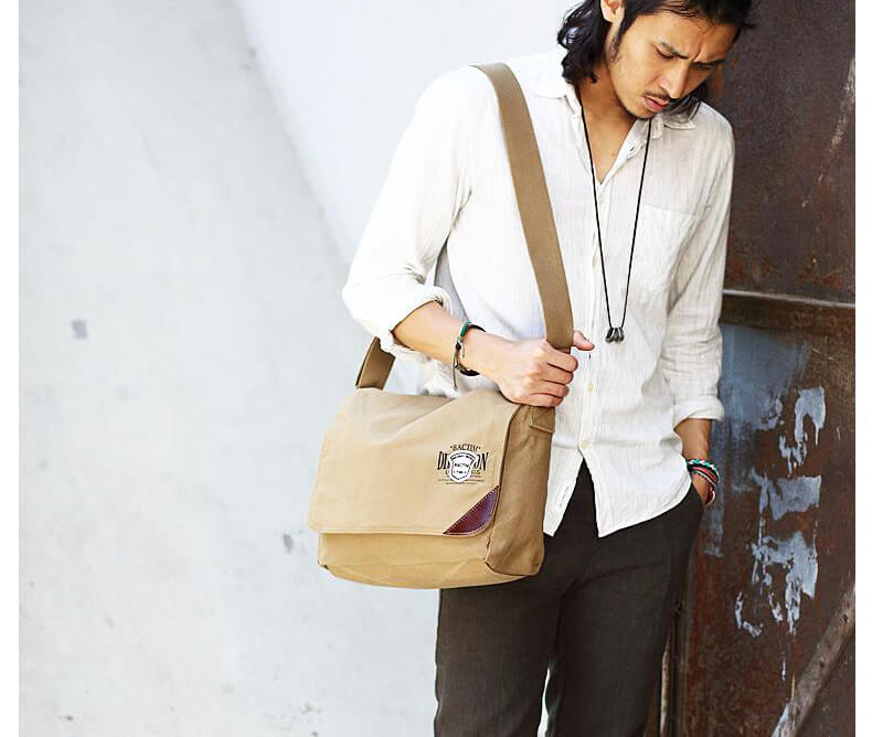 Canvas Umhängetasche für Herren Querformat Schultertasche Männer