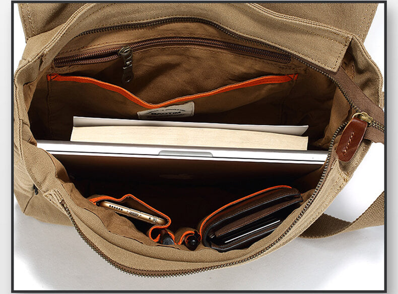 Canvas Umhängetasche für Herren Querformat Schultertasche Männer