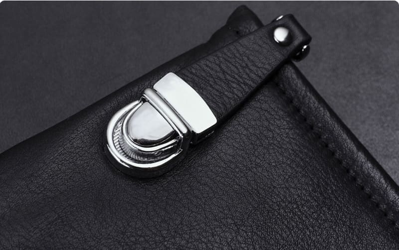 Clutch Herren Leder schwarz mit Kartenfächern Handgelenktasche