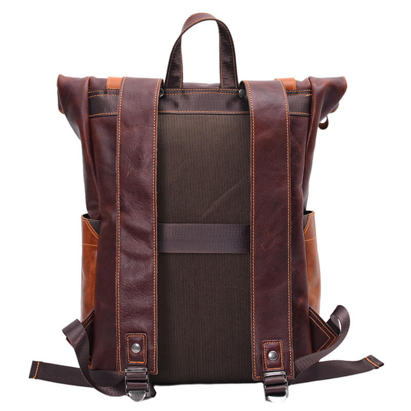 Vintage Rucksack Herren Leder Rolltop mit Laptopfach
