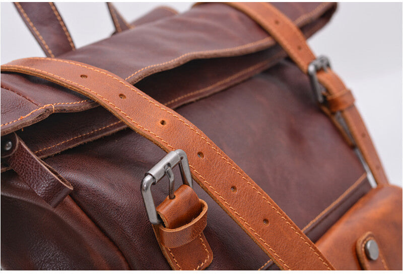 Vintage Rucksack Herren Leder Rolltop mit Laptopfach