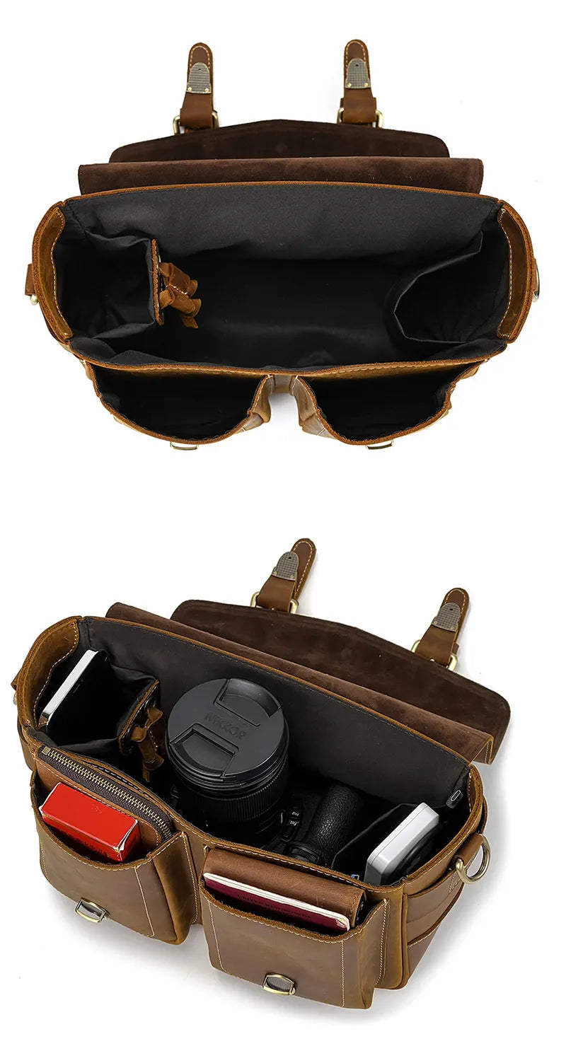 Vintage Leder Herren Umhängetasche für Spiegelreflexkamera