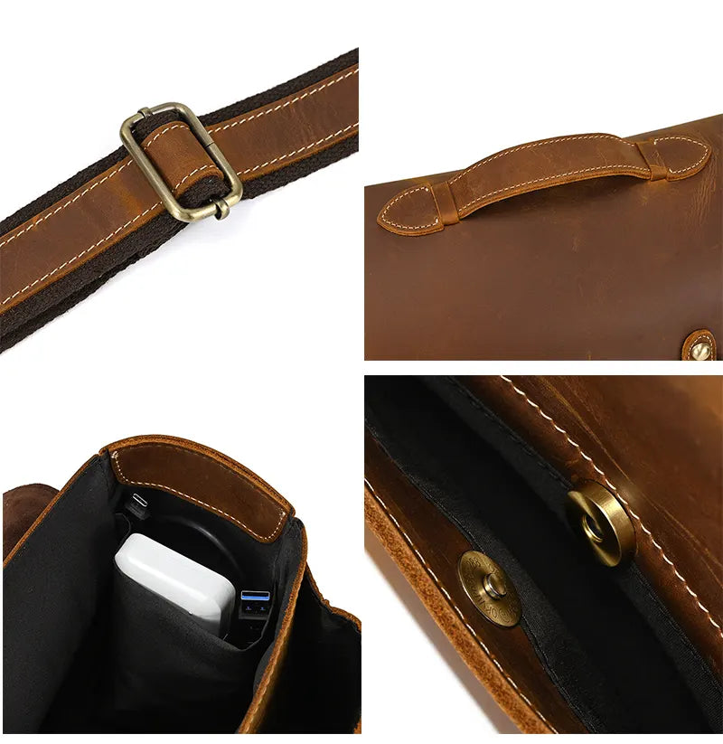 Vintage Leder Herren Umhängetasche für Spiegelreflexkamera