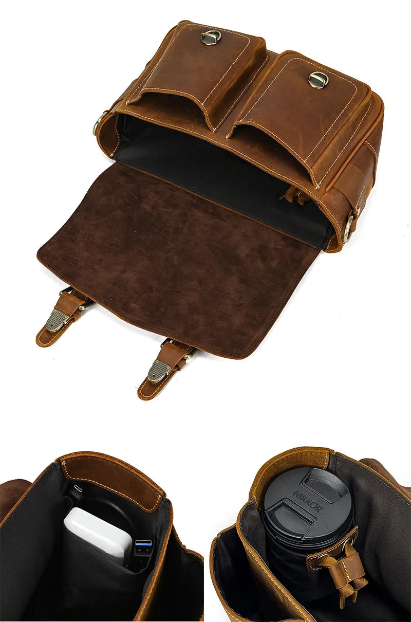 Vintage Leder Herren Umhängetasche für Spiegelreflexkamera