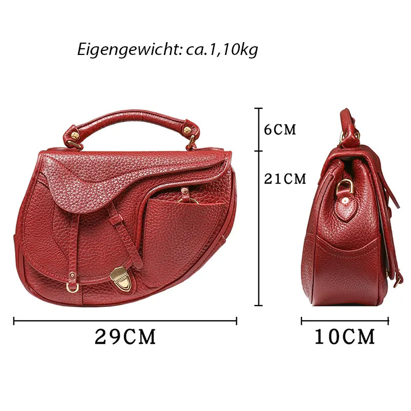 Vintage Satteltasche Damen Leder Umhängetasche in 5 Farben