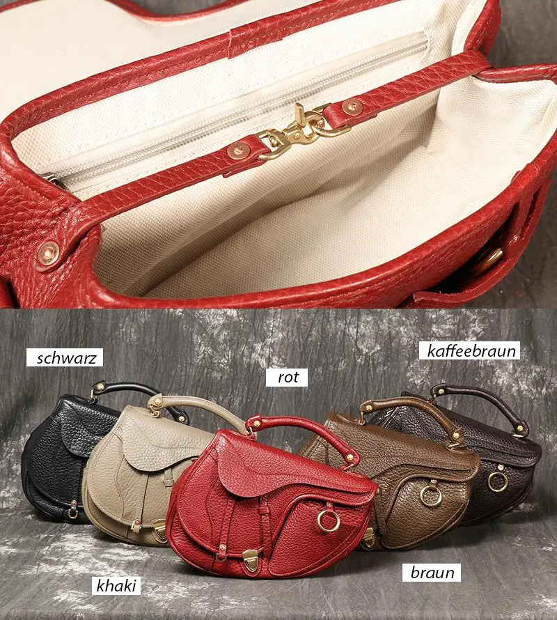 Vintage Satteltasche Damen Leder Umhängetasche in 5 Farben