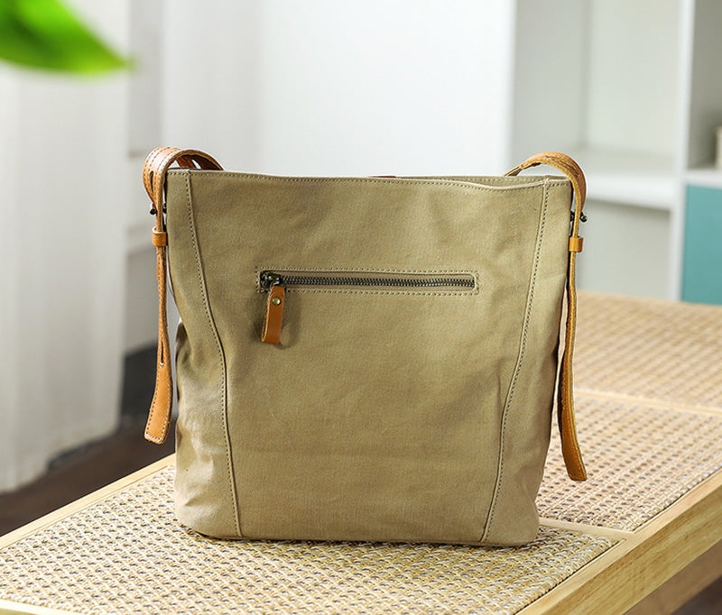 Vintage Schultertasche Damen Canvas Tote Tasche Segeltuch