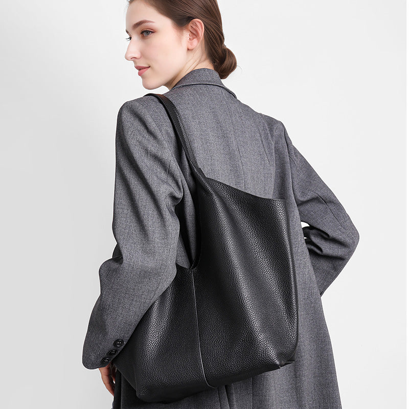 schultertasche damen schwarz leder