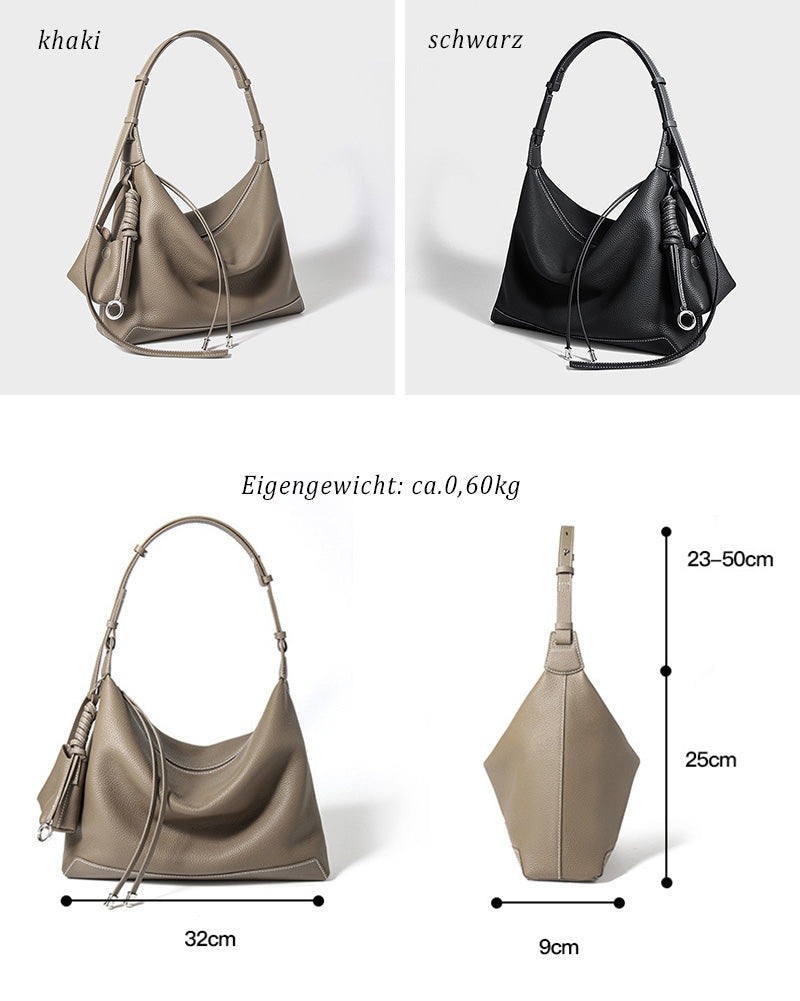 moderne Damen Schultertasche Leder schlicht Unterarmtasche